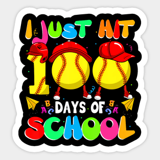 I Just Hit 100 Days Of School Softball Kids Boys Girls Youth Sticker